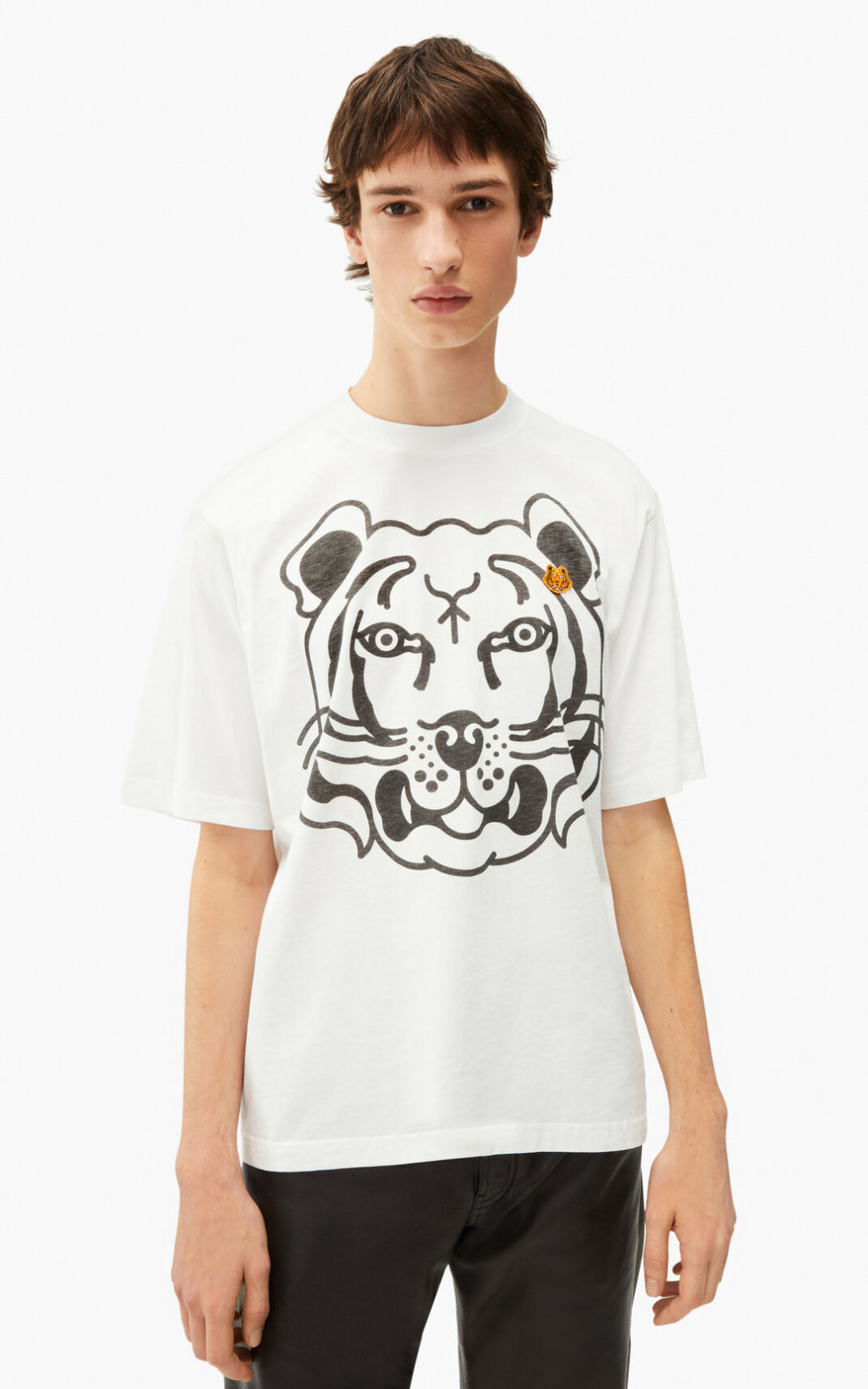 T Shirt Kenzo Homme K Tiger oversized Blanche DKOYW-1957